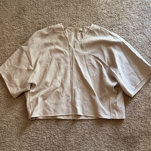 Chic Beige V-Neck Blouse